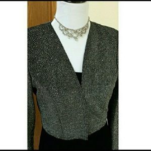 Sparkling Black Cropped Evening Jacket